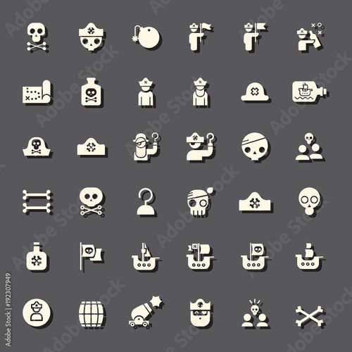 Pirate vector icon set.