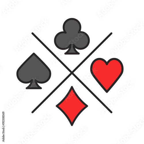 Suits of playing cards color icon