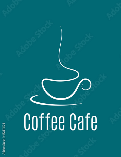 coffee cup logo on blue background