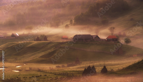 Fog over hills in the morning