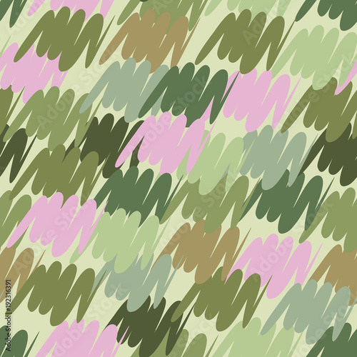 A seamless pattern of roughly shaded colorful doodles	d
