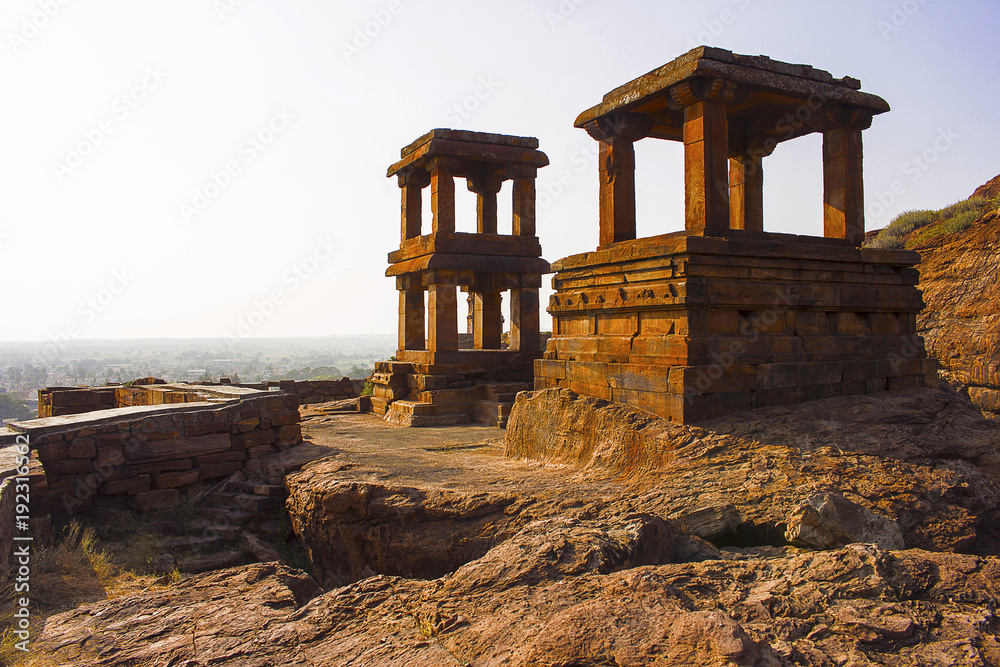 Watch Towers near Lower Shivalaya, North Badami Fort, Karnataka