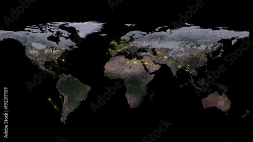 3D rendering of the best concept of the global network, the Internet, global communication, business, traffic flows. Elements of this image furnished by NASA