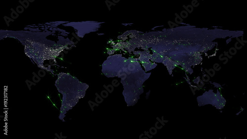 3D rendering of the best concept of the global network  the Internet  global communication  business  traffic flows. Elements of this image furnished by NASA