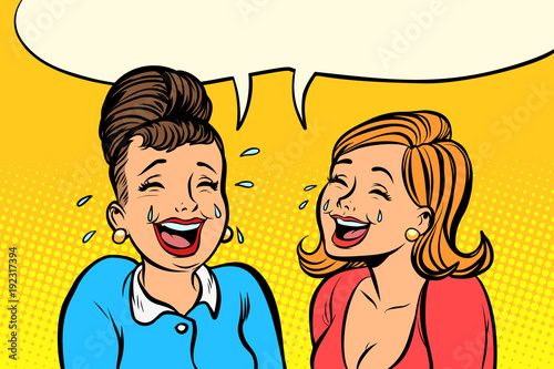 Joyful girlfriends women laugh