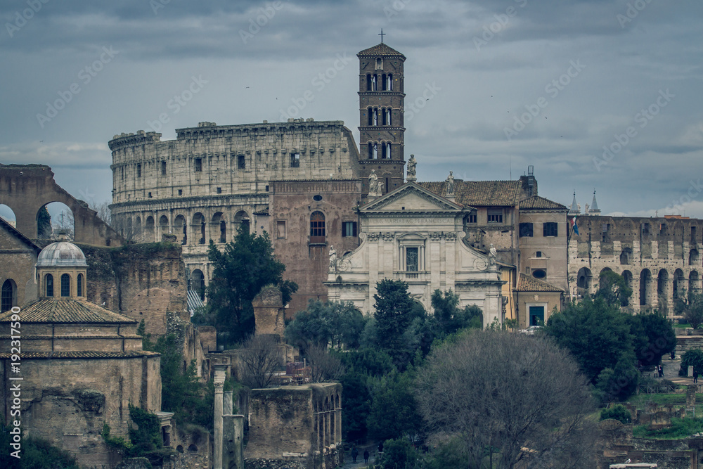 Fototapeta premium the Roman Forum Rome antique architecture ruins Italy