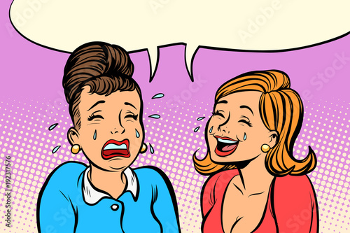 girlfriend women one cries, other laughs