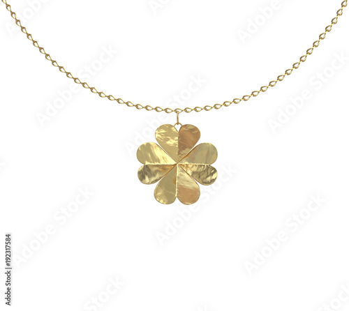Golden chain with pendants four-leaf clover