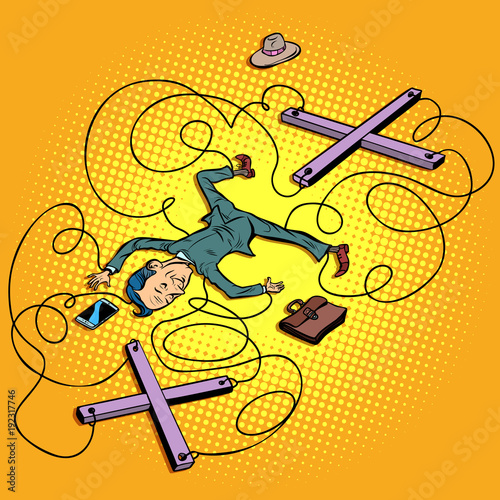 Business concept businessman puppet fell without a guide