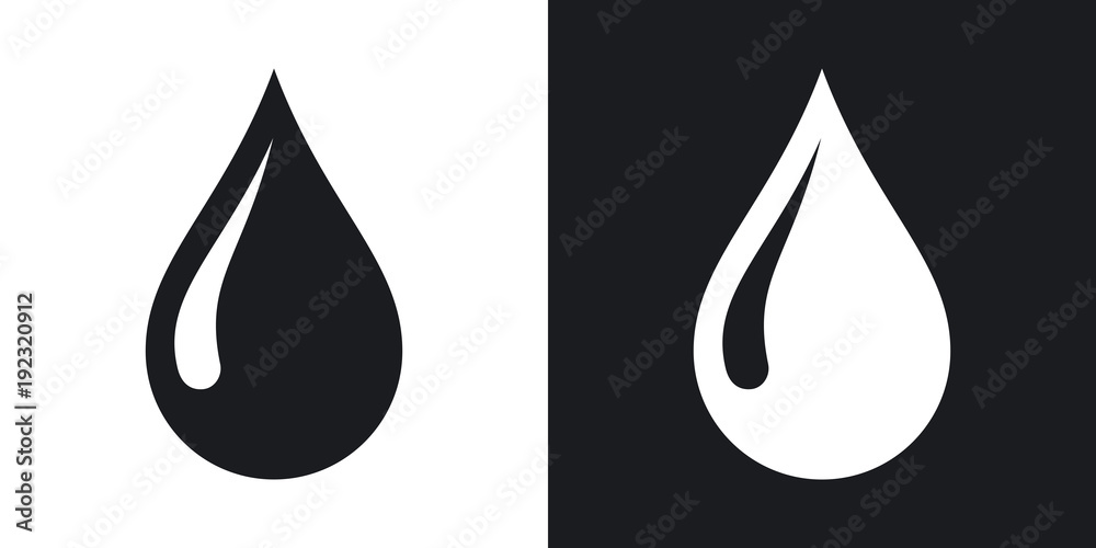 Vector rain drop icon. Two-tone version on black and white background - obrazy, fototapety, plakaty 