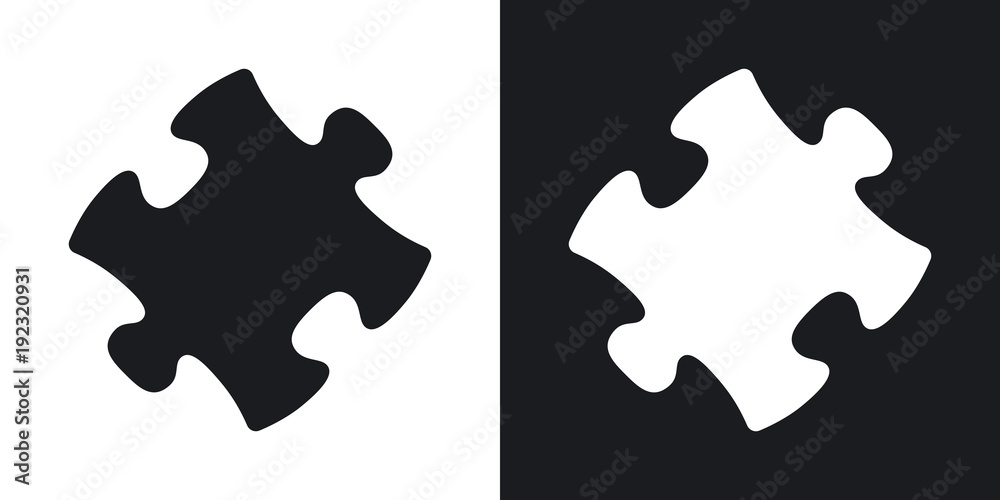 Vector puzzle icon. Two-tone version on black and white background Stock  Vector | Adobe Stock