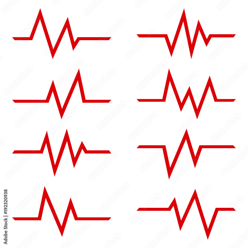Set of signs heartbeat, outline design. Vector illustration