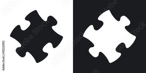 Vector puzzle icon. Two-tone version on black and white background photo