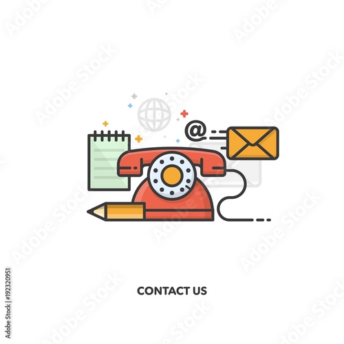 Contact us concept design. Vector line design.