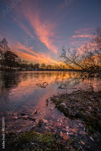 Winter sunset on Airthrey Loch