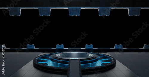Fototapeta Naklejka Na Ścianę i Meble -  Llanding strip spaceship interior isolated on black background 3D rendering
