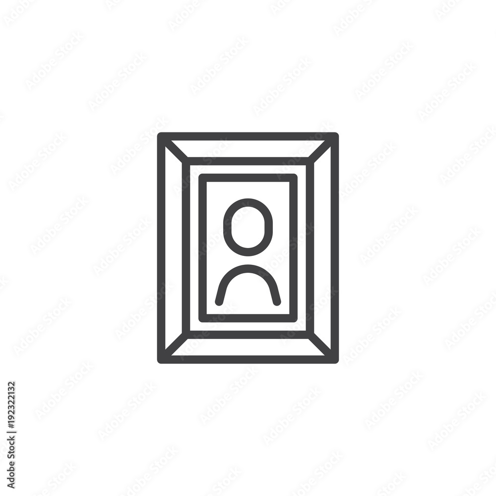 Portrait in a frame outline icon. linear style sign for mobile concept and web design. Picture simple line vector icon. Symbol, logo illustration. Pixel perfect vector graphics Portrait in a frame outline icon. linear style sign for mobile concept and web design. Picture simple line vector icon. Symbol, logo illustration. Pixel perfect vector graphics