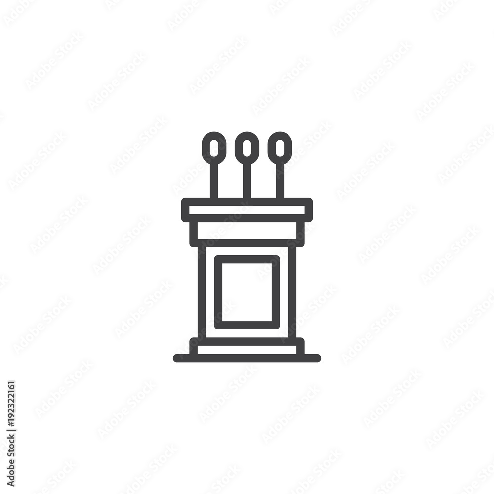 Podium outline icon. linear style sign for mobile concept and web design. Tribune simple line vector icon. Symbol, logo illustration. Pixel perfect vector graphics Podium outline icon. linear style sign for mobile concept and web design. Tribune simple line vector icon. Symbol, logo illustration. Pixel perfect vector graphics