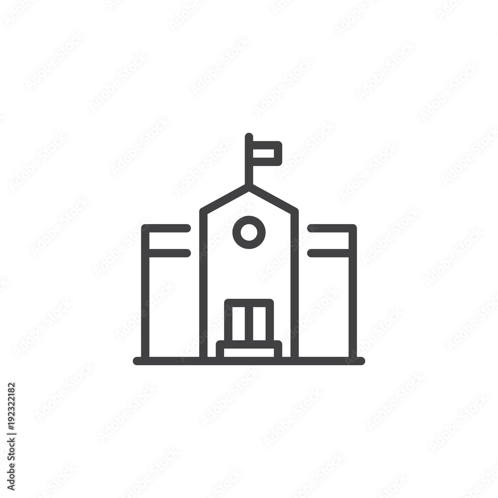 School building outline icon. linear style sign for mobile concept and web design. Education simple line vector icon. Symbol, logo illustration. Pixel perfect vector graphics School building outline icon. linear style sign for mobile concept and web design. Education simple line vector icon. Symbol, logo illustration. Pixel perfect vector graphics