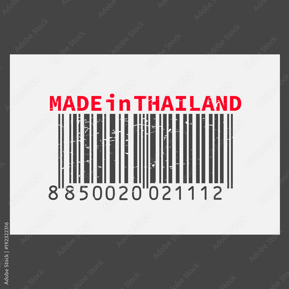 Vector realistic barcode Made in Thailand on dark background. Vector realistic barcode Made in Thailand on dark background.