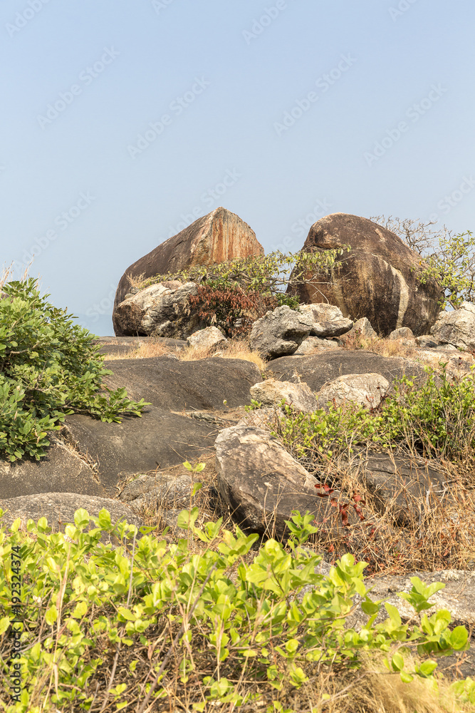 rocks on the coast at Agonda Beach, Goa, India