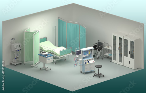 Hospital room isometric  photo