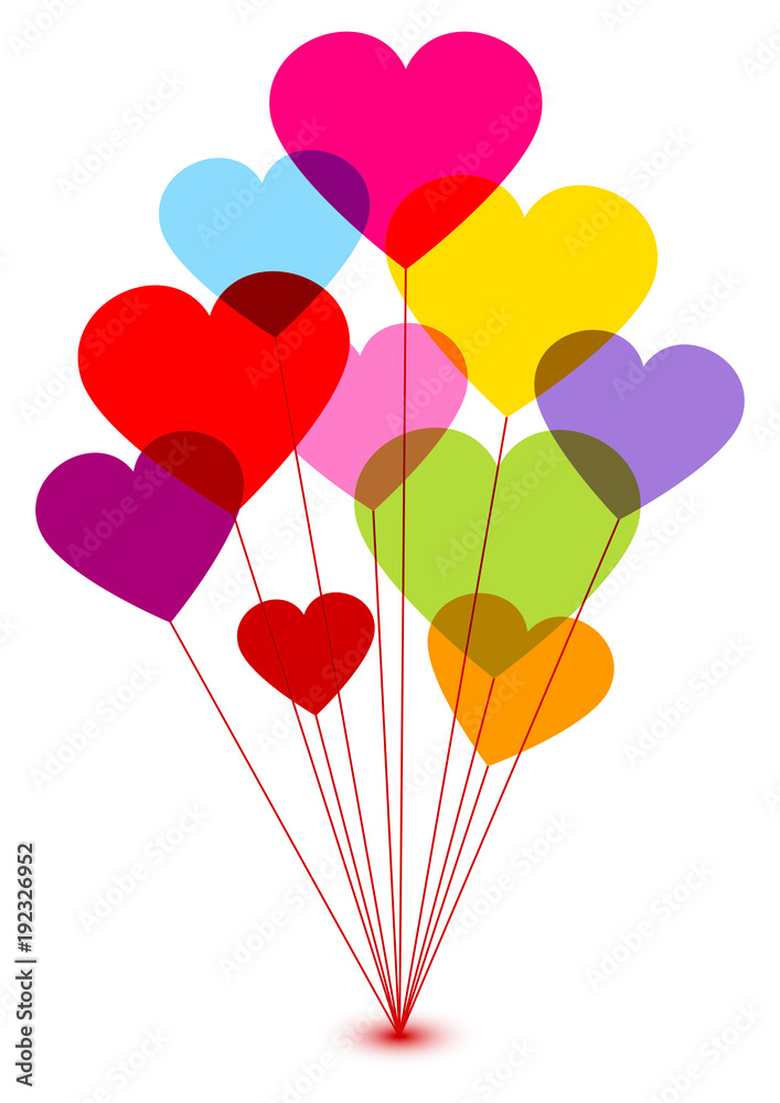 10 Colored Heart-Balloons 10 Colored Heart-Balloons