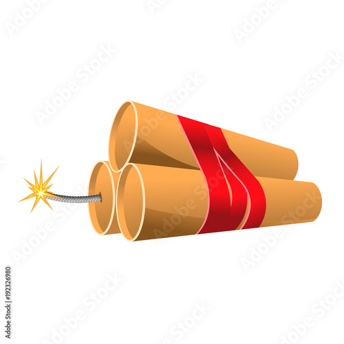 Bunch of dynamite - explosive bomb with burning fuse