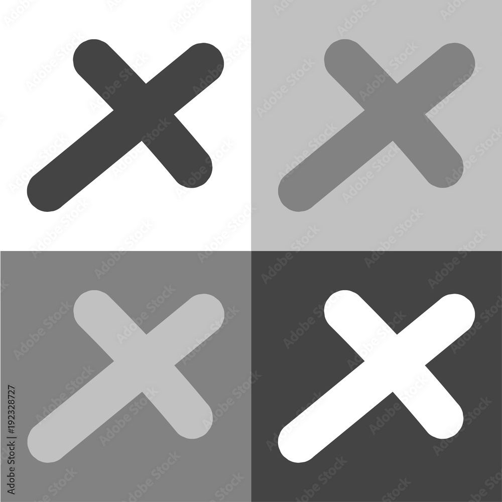Obraz premium Vector cross icon. Vector icon on white-grey-black color