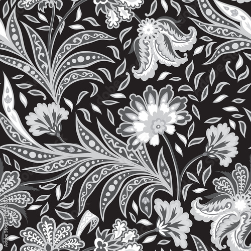 Floral seamless pattern. Flourish oriental ethnic background. with flowers