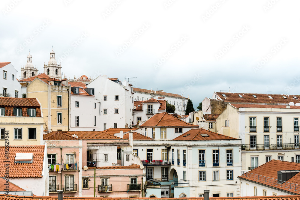 Beautiful street view of historic architectural in Lisbon, Portugal, Europe