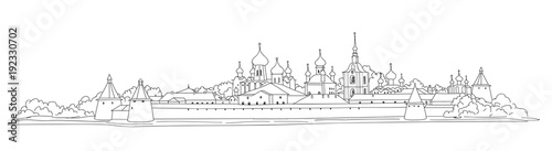 Russian famous landmark. Skyline view. Landscape of Solovki monastery