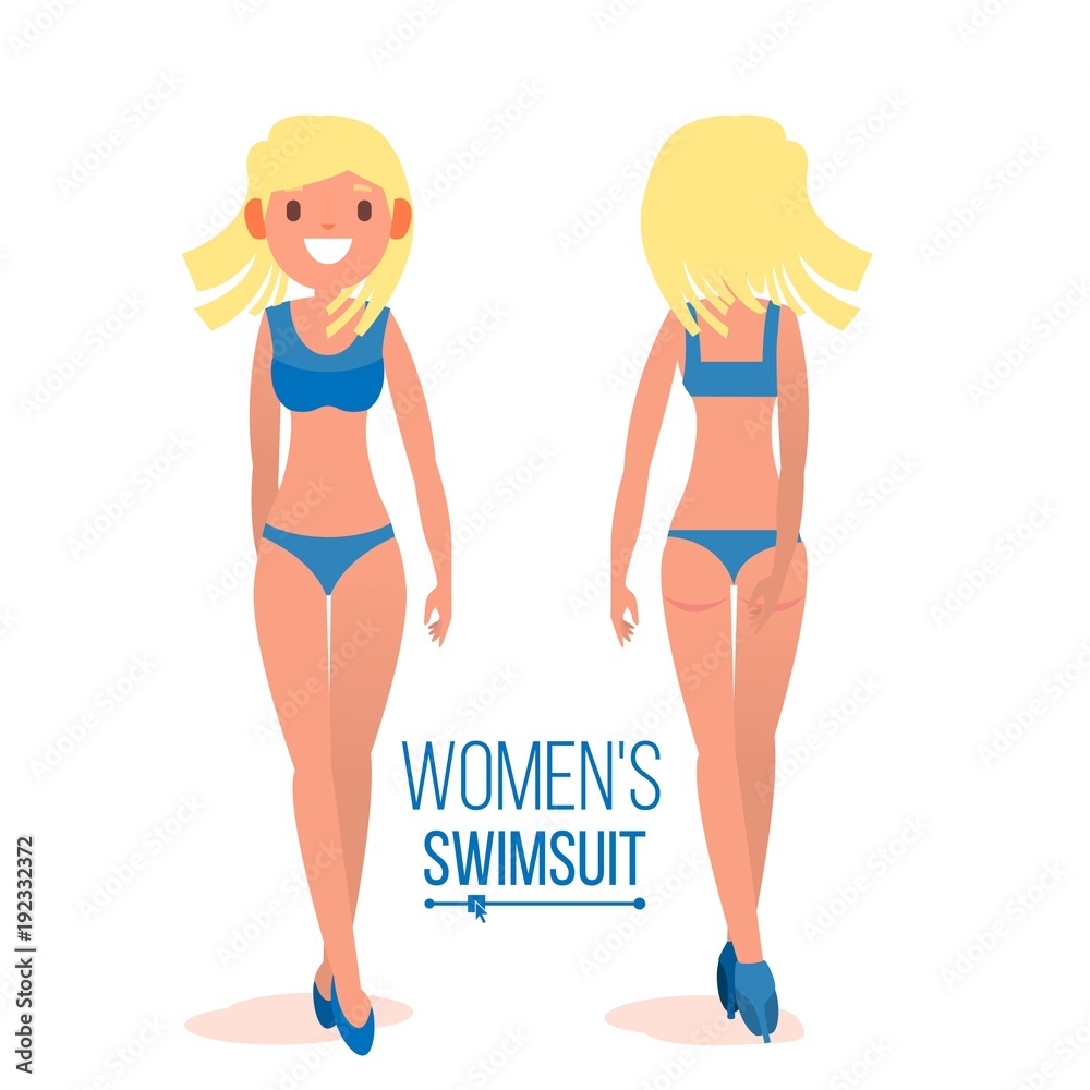 Women s Swimsuit Vector. Body Positive Movement, Beauty Diversity. Beauty Female Swimwear Design. Isolated Flat Illustration Women s Swimsuit Vector. Body Positive Movement, Beauty Diversity. Beauty Female Swimwear Design. Isolated Flat Illustration