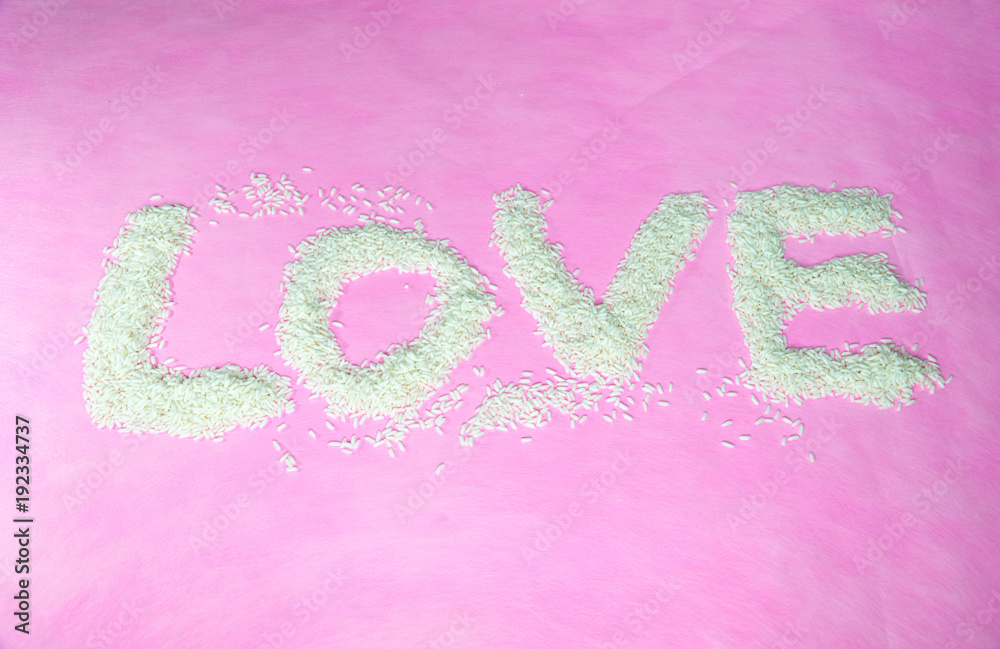 Love rice on the Pink background.