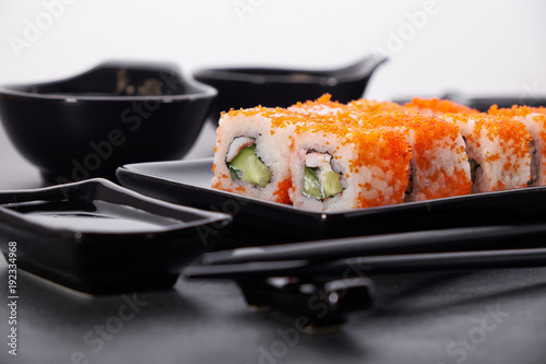 Japanese sushi and rolls cuisine