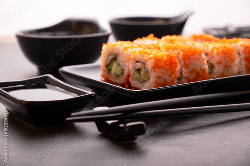 Japanese sushi and rolls cuisine