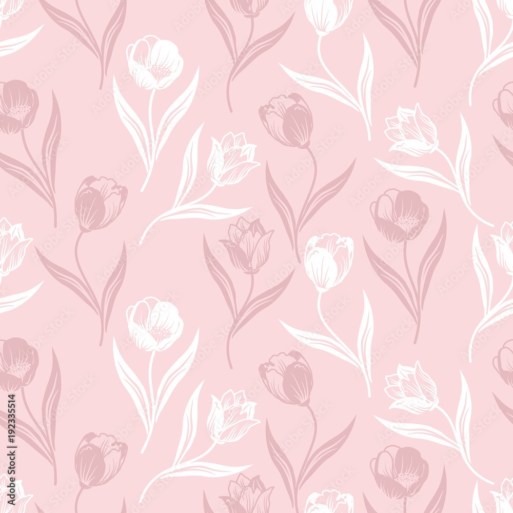 Seamless pattern with hand drawn flowers. 8 March. Vector illustration. Seamless pattern with hand drawn flowers. 8 March. Vector illustration.