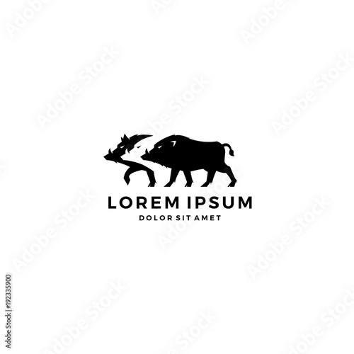 Leinwand Poster three warthog boar negative space logo vector illustration download