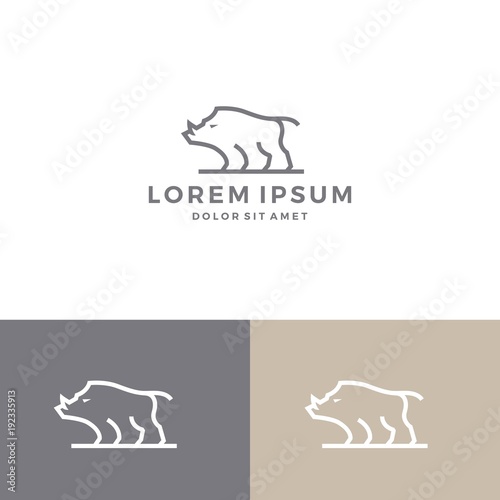 warthog boar logo vector icon line art outline illustration download