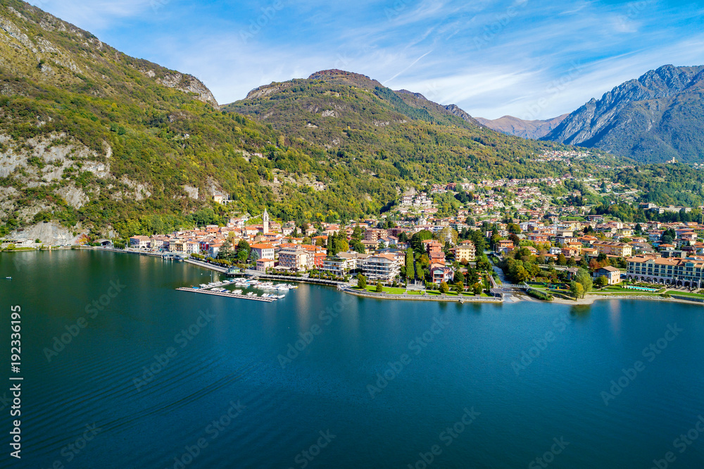 Porlezza (IT) - Vista aerea dal Lago di Lugano verso Menaggio