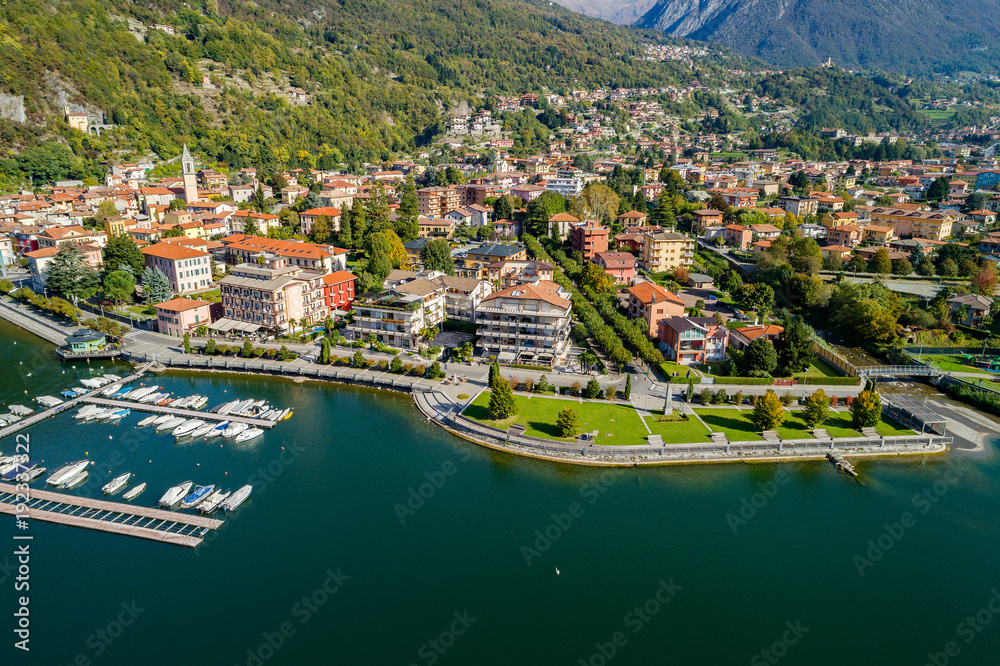 Porlezza (IT) - Vista aerea dal Lago di Lugano verso Menaggio