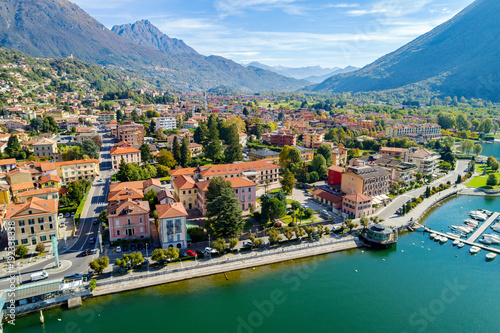 Porlezza (IT) - Vista aerea dal Lago di Lugano verso Menaggio photo