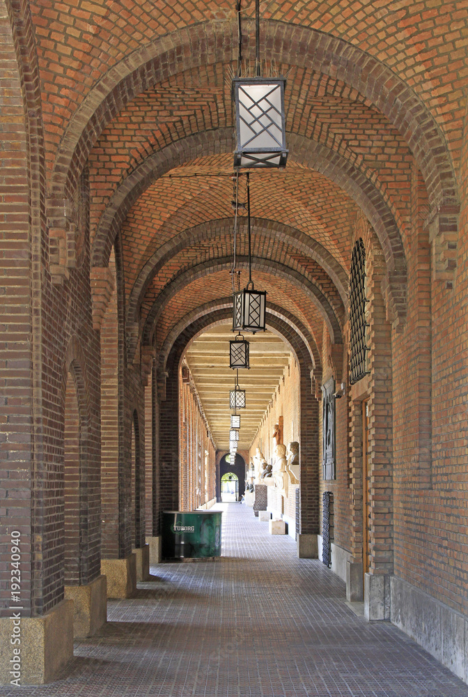 Passway between wall and pillars