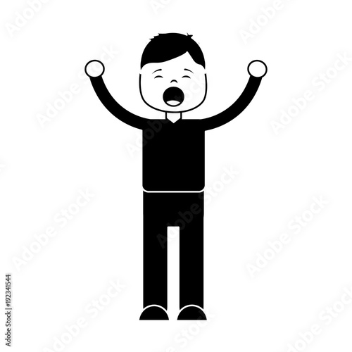 man screaming icon image vector illustration design  black and white