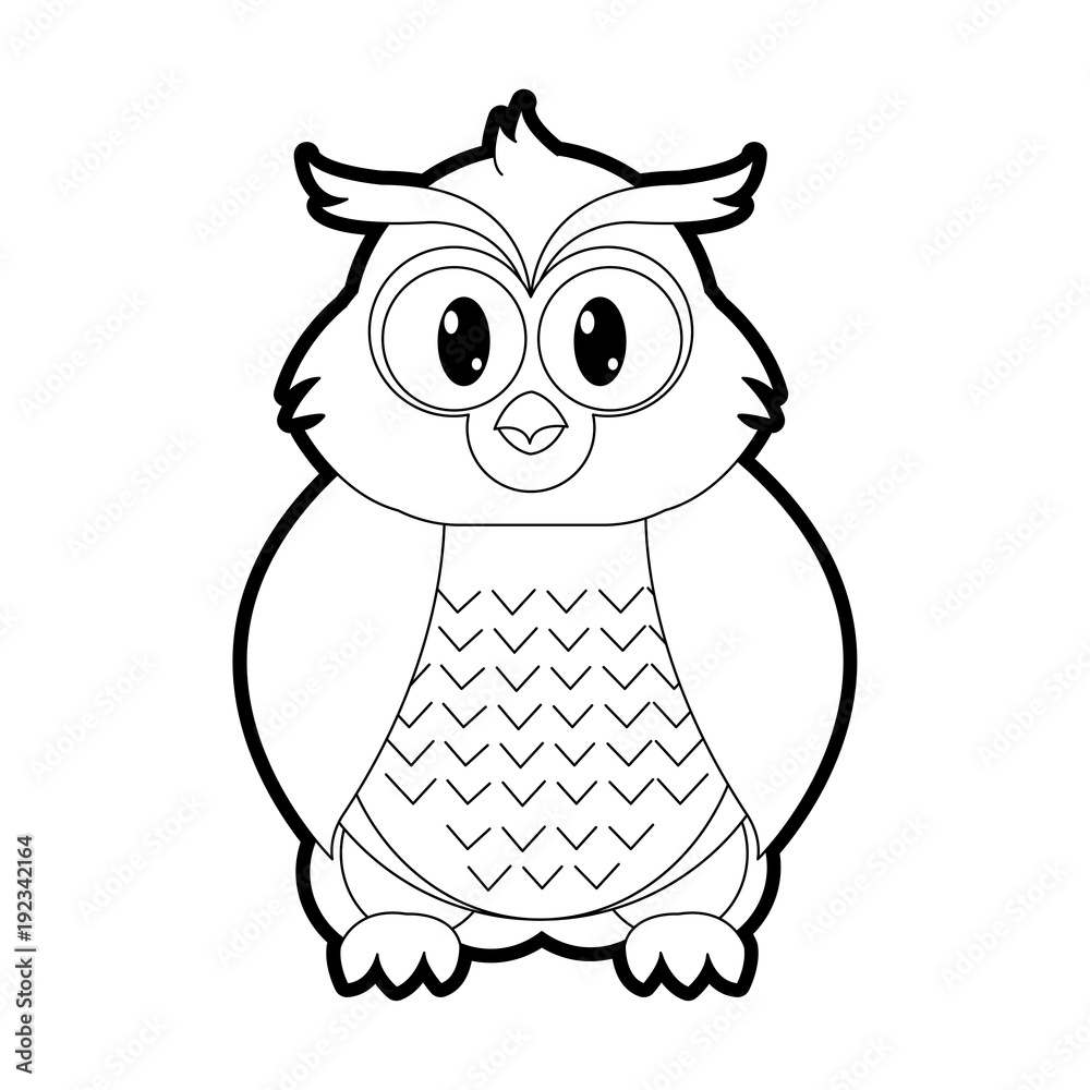 outline owl cute wild animal character Stock Vector | Adobe Stock