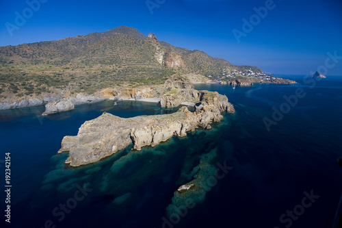 vista aerea dell'Isola Panarea, Isole Eolie, Sicilia, Italia, Europa photo
