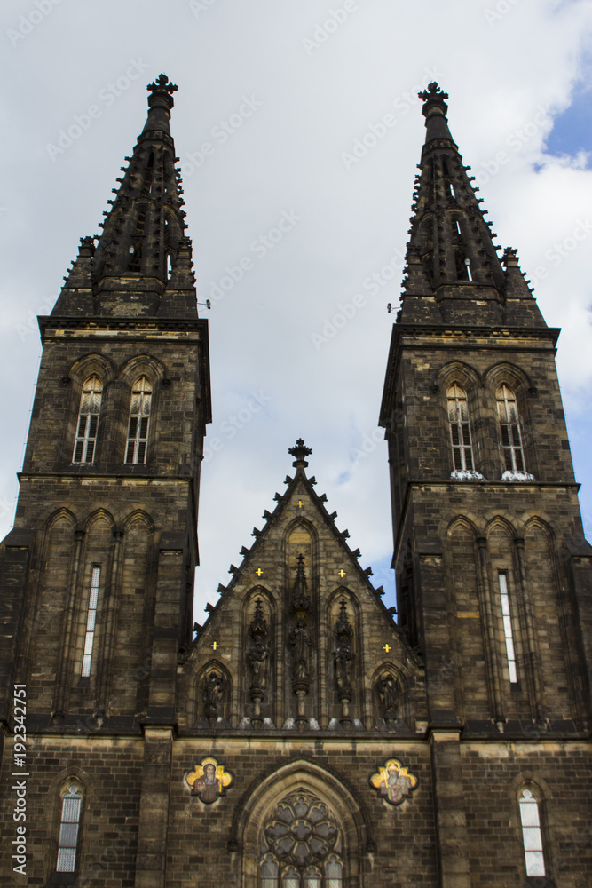 The Basilica of St Peter and St Paul is a neo-Gothic church in Vyshegrad fortress in Prague, Czech Republic.
