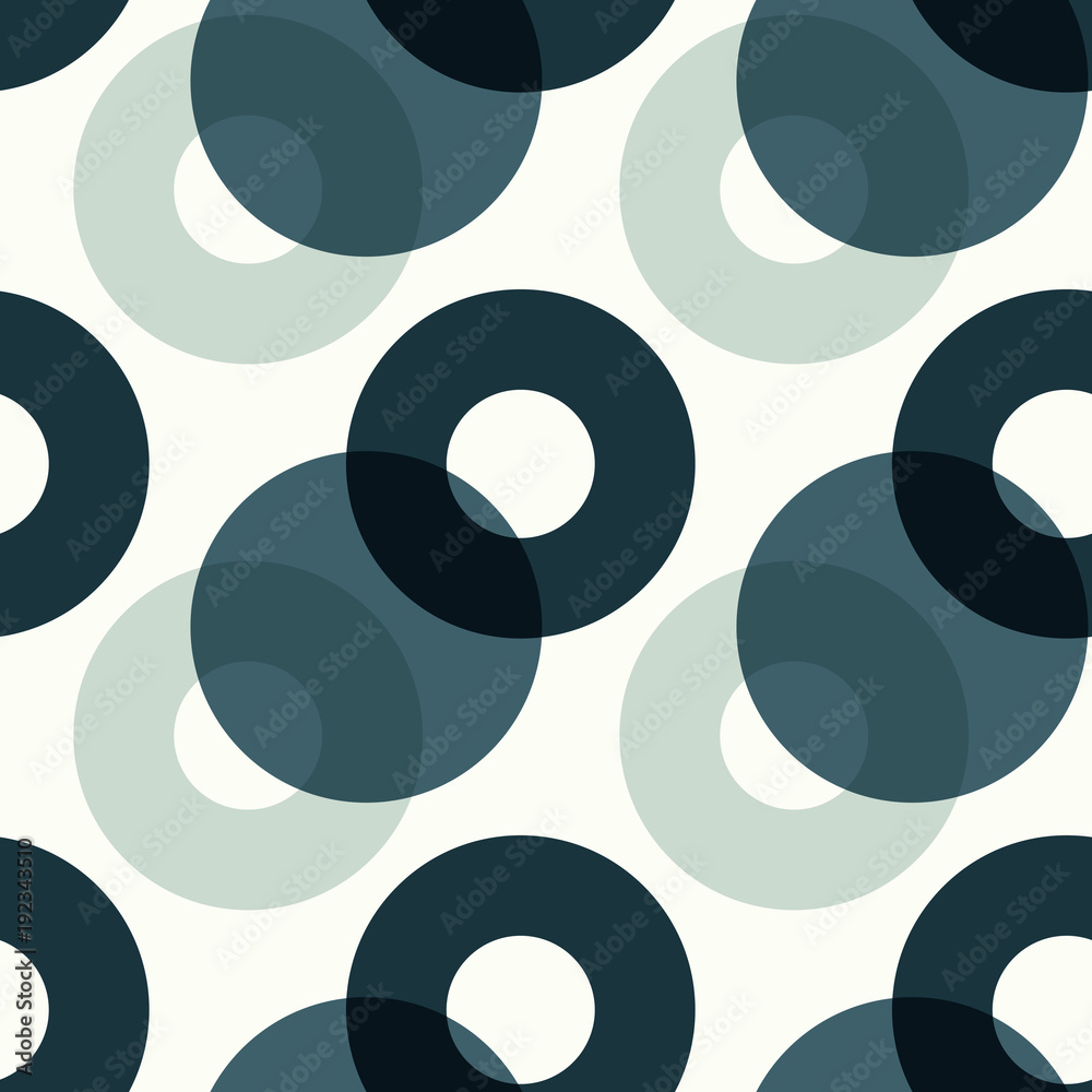 Overlaying color circles seamless pattern. For print, fashion design, wrapping, wallpaper