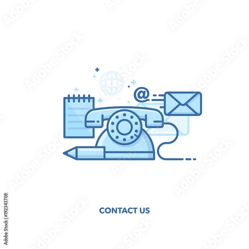 Contact us concept design. Vector line design.