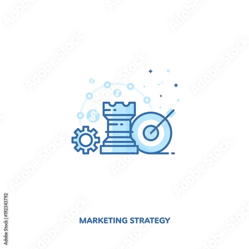 Marketing strategy concept design. Vector line design.